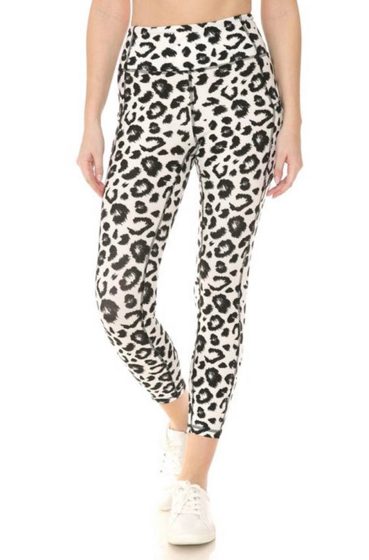 Plus Size White Printed Leggings