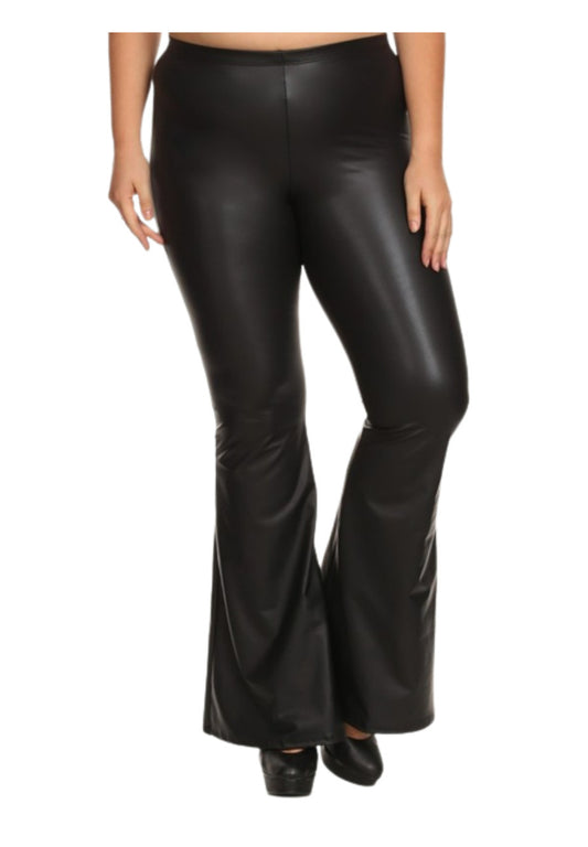 Plus Faux Leather Flare Leg Pants