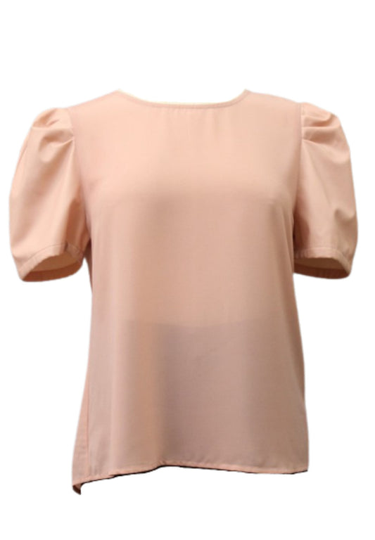 Pink Shirt Faux Leather Sleeves